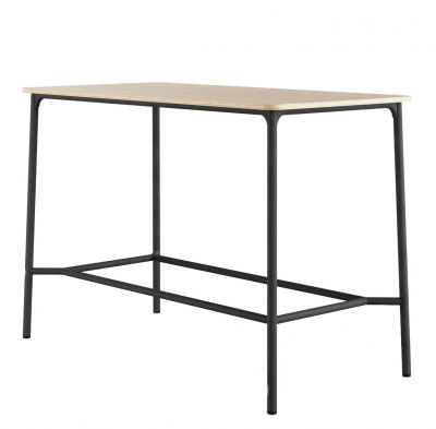 Nate S Stehtisch von Brunner mit heller Tischplatte und schwarzem Metallgestell.